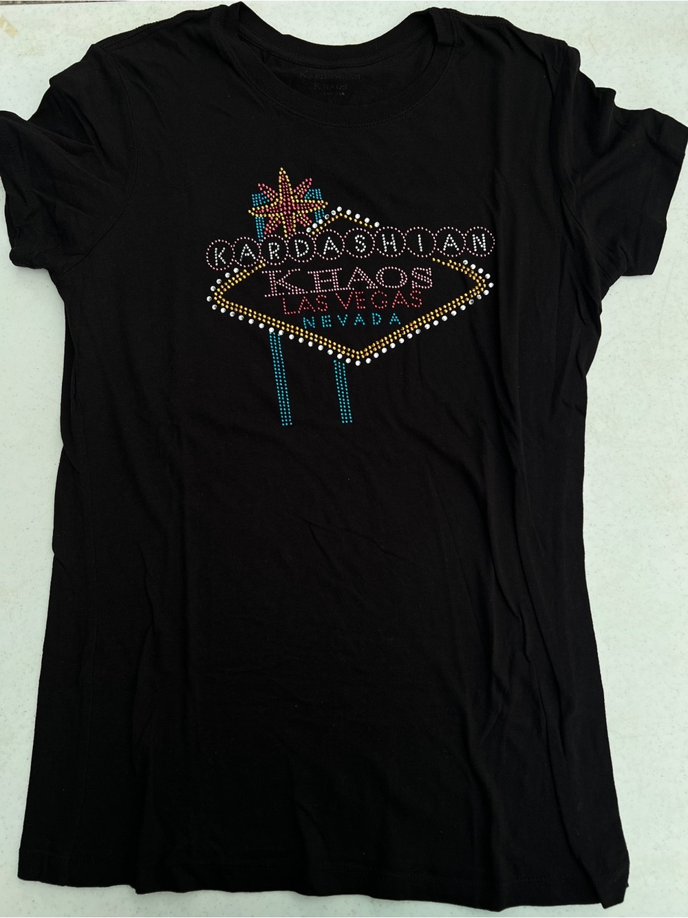 Kardashian Khaos Las Vegas Rhinestone Tee - Black